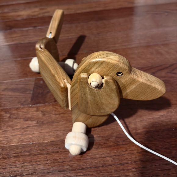BAJO Pull Along DACHSHUND Wiener Dog 15" Wooden Toddler Pull Rolling Toy Poland - Picture 9 of 11